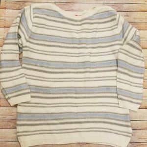 Vintage 90s Boat Neck Blue and White Sweater